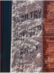 a close up of a brick building