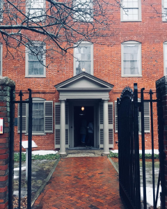 a close up of a brick building